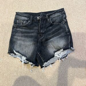 Edgy Black Frayed Denim Shorts